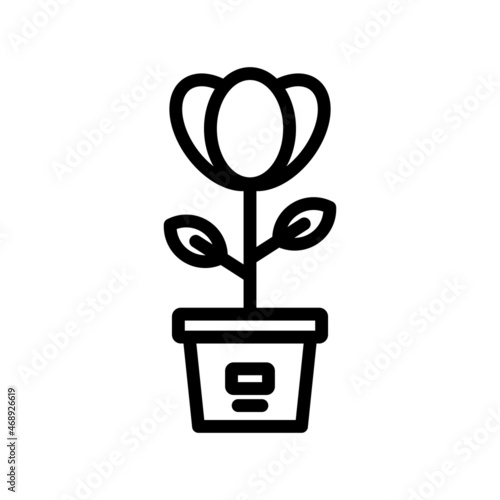 Flowerpot Line Vector Icon Design