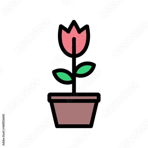 Flowerpot Line Filled Vector Icon Design
