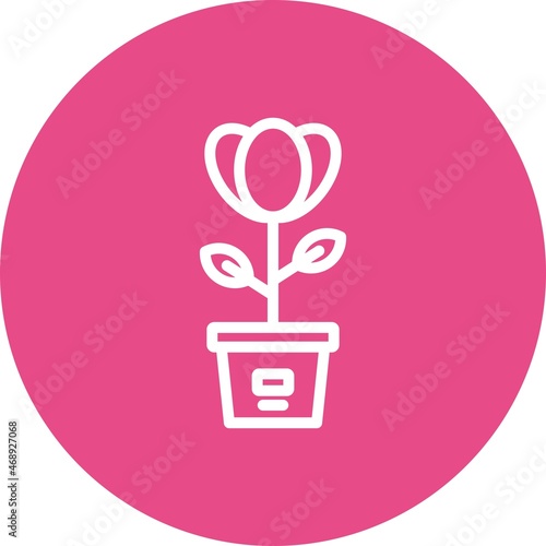 Flowerpot Line Circle Vector Icon Design