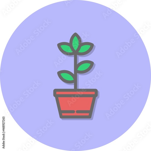 Flowerpot Line Filled Circle Vector Icon Design