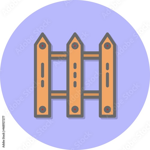 Fence Line Filled Circle Vector Icon Design