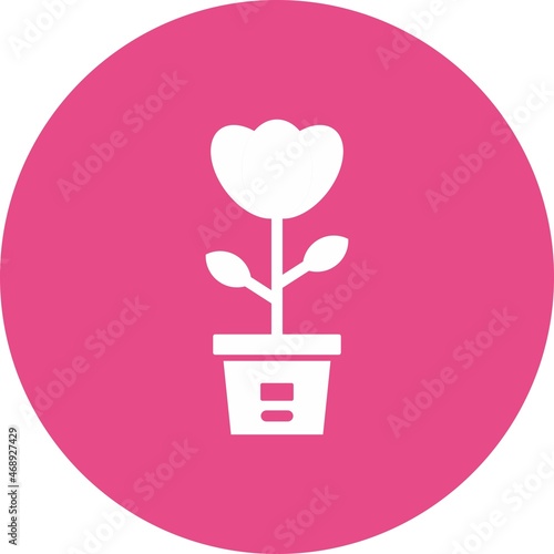 Flowerpot Glyph Circle Vector Icon Design
