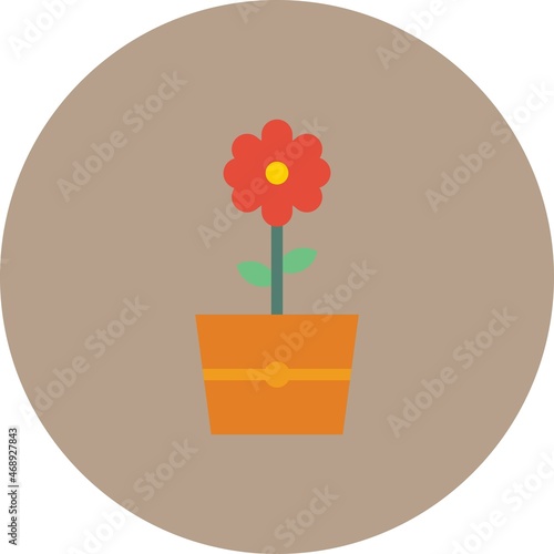 Flowerpot Flat Circle Vector Icon Design