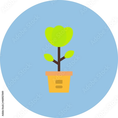 Flowerpot Flat Circle Vector Icon Design