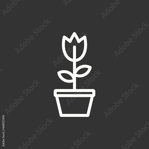 Flowerpot Line Inverted Vector Icon Design