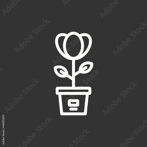 Flowerpot Line Inverted Vector Icon Design