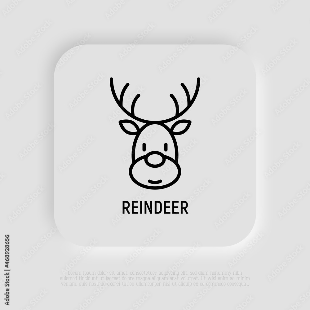 Cartoon Christmas reindeer thin line icon. Modern vector illustration. Cartoon Christmas reindeer thin line icon. Modern vector illustration.
