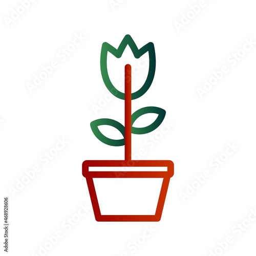 Flowerpot Line Gradient Vector Icon Design