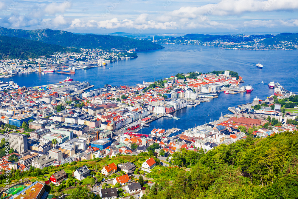 Bergen aerial panoramic view StockFoto Adobe Stock