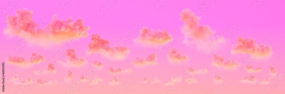 orange panoramic cumulus clouds sunset background . nature 3D illustration