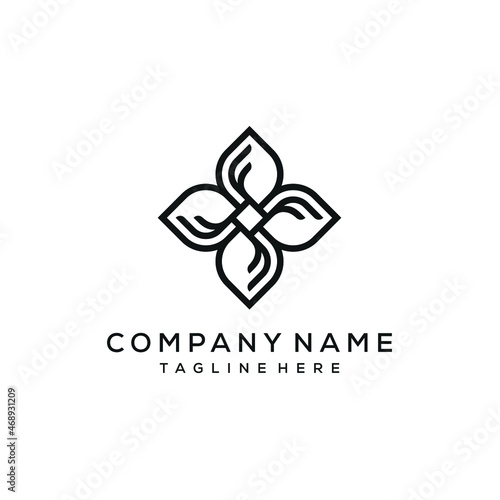 Initials Letter F Forms Leaf Logo Design Ornament 