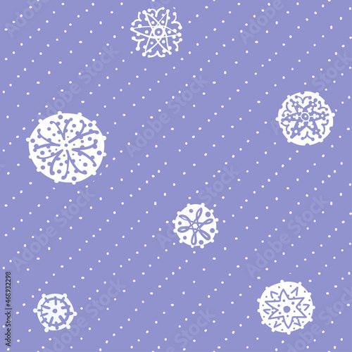 Seamless pattern with snowflakes. White lace snowflakes on a blue background