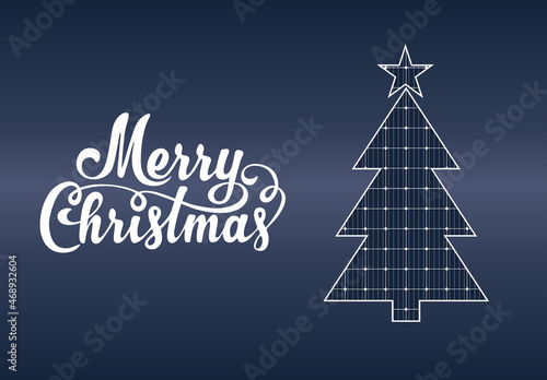solar panel christmas card with christmas tree photovoltaic energy