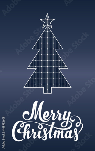 solar panel christmas card with christmas tree photovoltaic energy