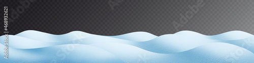 Snowdrifts on transparent background, panoramic image, winter illustration