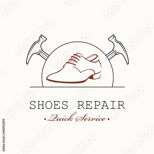 shoe repair workshop emblem with hammers