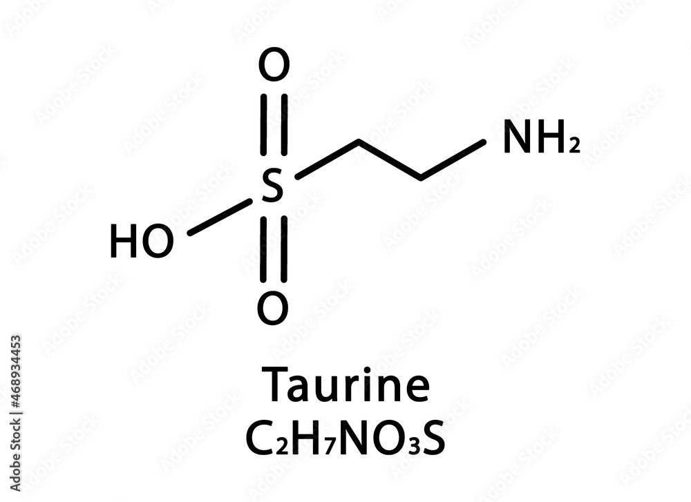 Taurine molecular structure. Taurine skeletal chemical formula