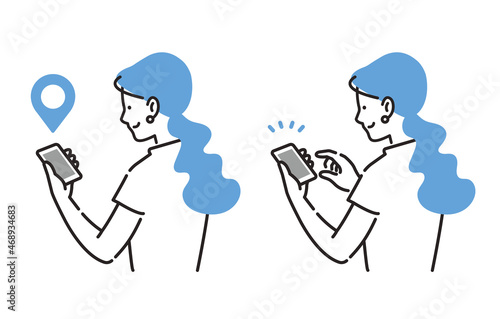 スマホを持つ女性