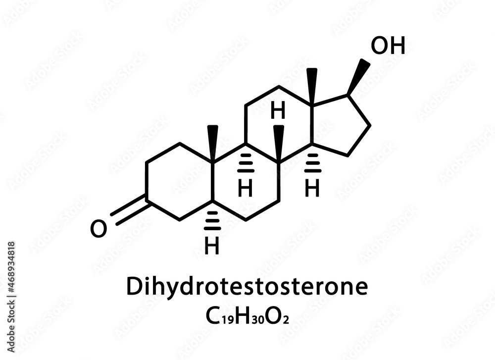 Dihydrotestosterone molecular structure. Androstanolone, stanolone skeletal chemical formula. Chemical molecular formula vector illustration Dihydrotestosterone molecular structure. Androstanolone, stanolone skeletal chemical formula. Chemical molecular formula vector illustration
