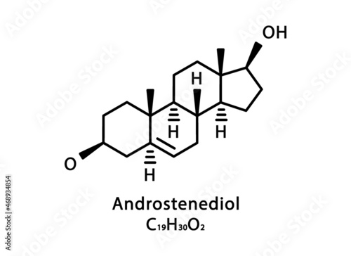 Androstenediol molecular structure. Androstenediol skeletal chemical formula. Chemical molecular formula vector illustration
