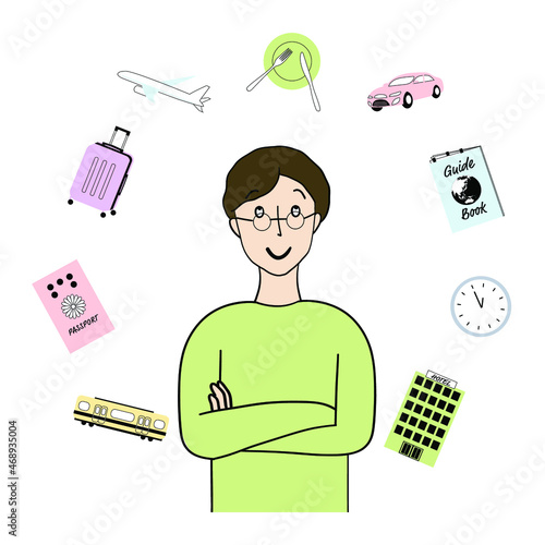 旅行を計画している男性
