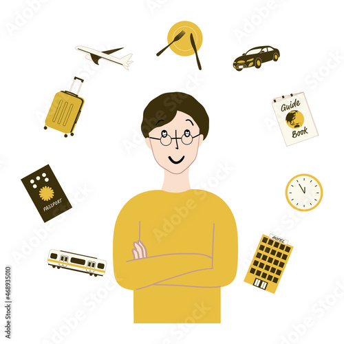 旅行を計画している男性
