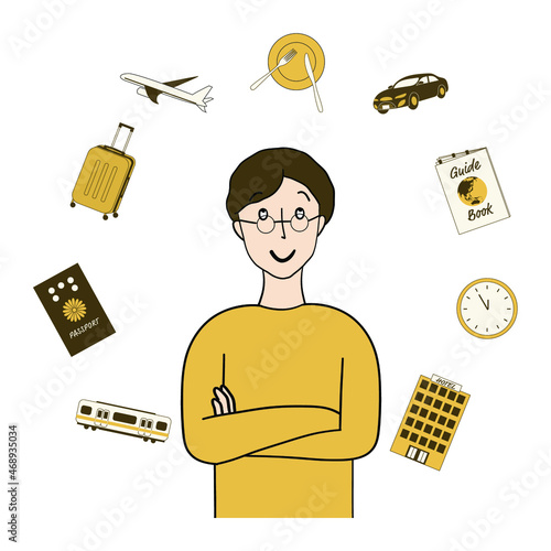 旅行を計画している男性
