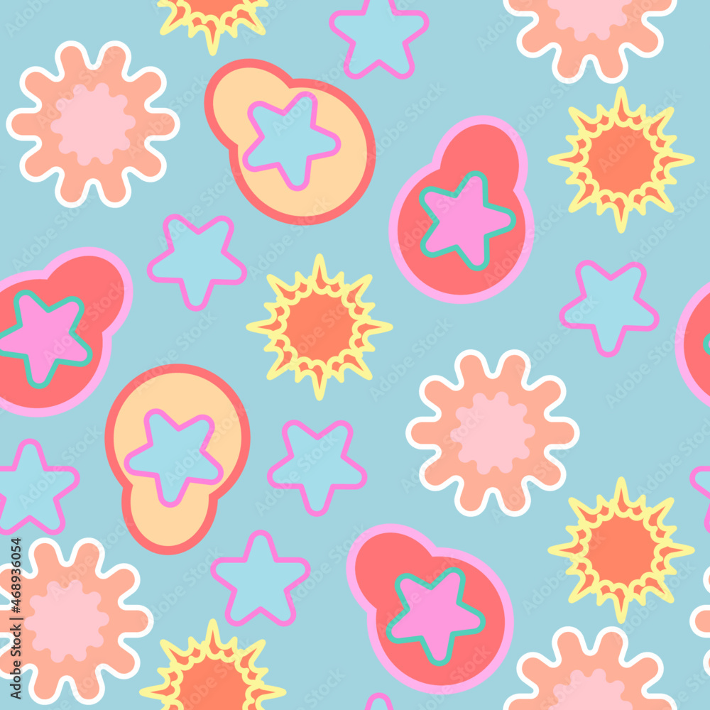 Gingerbread for the holiday. Children's sweets, stars, seamless pattern on a light blue background.