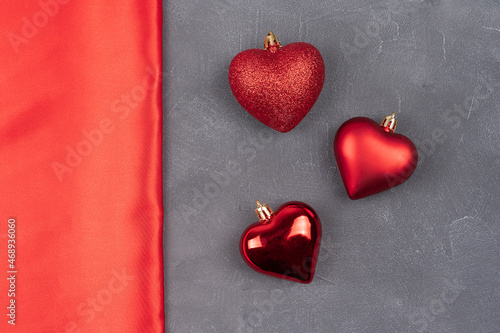 Valentines day background hearts, colorful heart shape ball, Christmas background