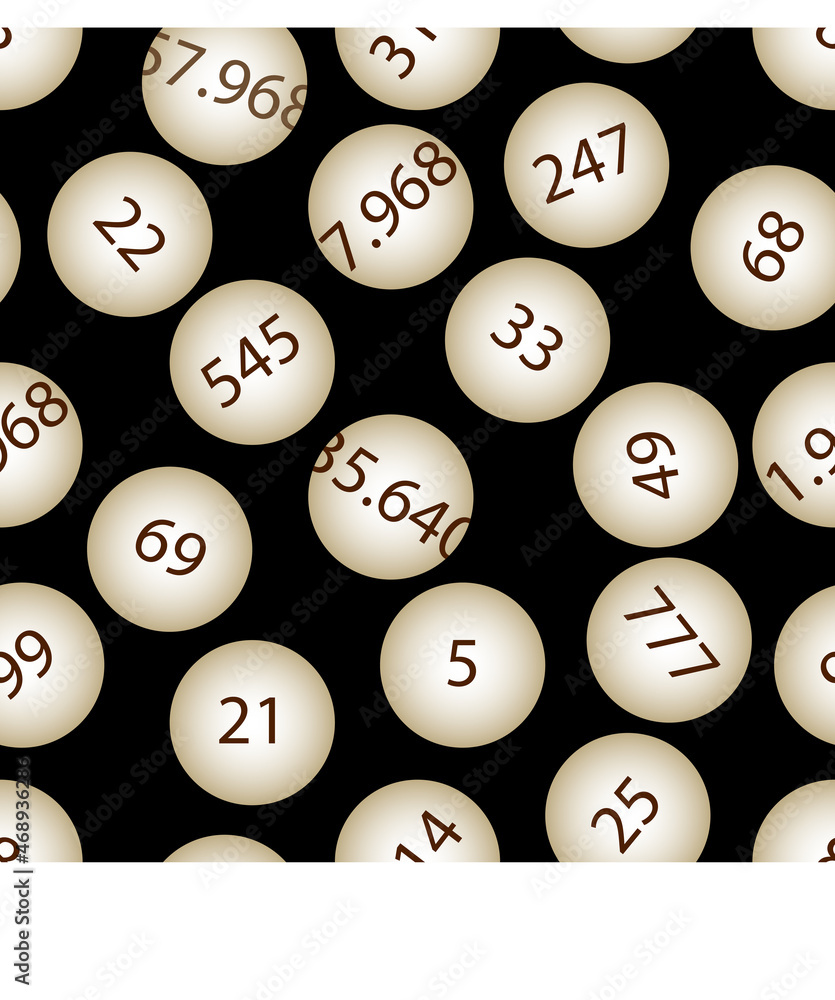Patrón de bolas de la lotería de Navidad con los números sobre fondo negro. Papel de regalo de Navidad con las bolas de los números de la lotería sobre fondo negro Patrón de bolas de la lotería de Navidad con los números sobre fondo negro. Papel de regalo de Navidad con las bolas de los números de la lotería sobre fondo negro