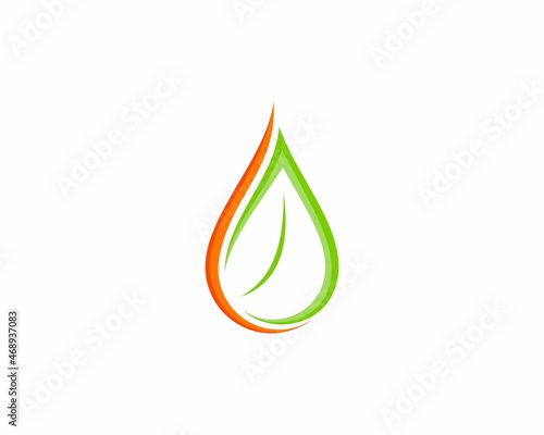 Fire and green leaf vector logo