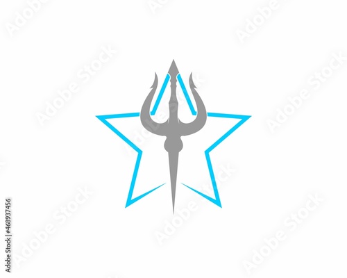 Trident with blue stars behind