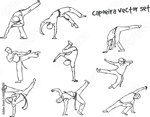 vector silhouette of a capoeira fighters