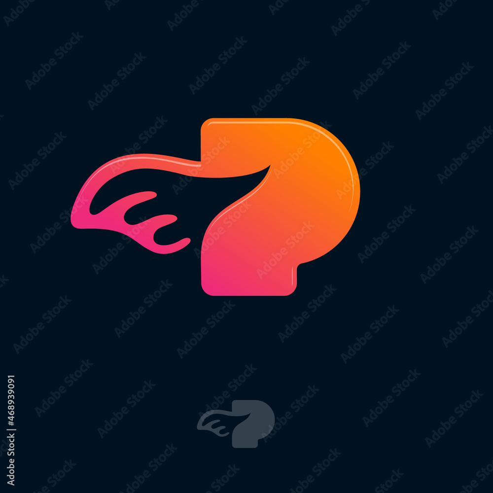 Letter P. Flight logo. P monogram and wing. Small aircraft symbol. Letter P. Flight logo. P monogram and wing. Small aircraft symbol.