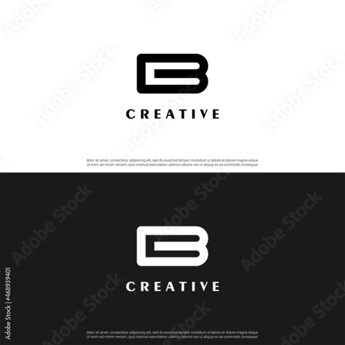 Letter B or BC or CB Logo . Flat Vector Logo Design Template Element on black white 