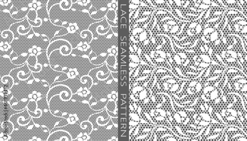 Vector seamless pattern. Jacquard Mesh Lace Fabric. 