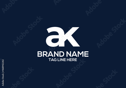 AK letter logo design and ak minimalist logo.