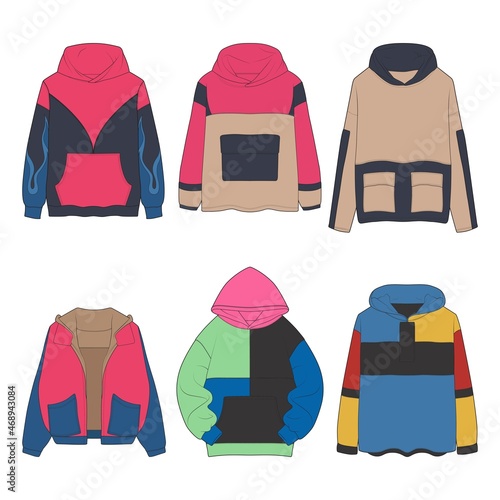 Set of hoodie oversize  isolated on the white background.
