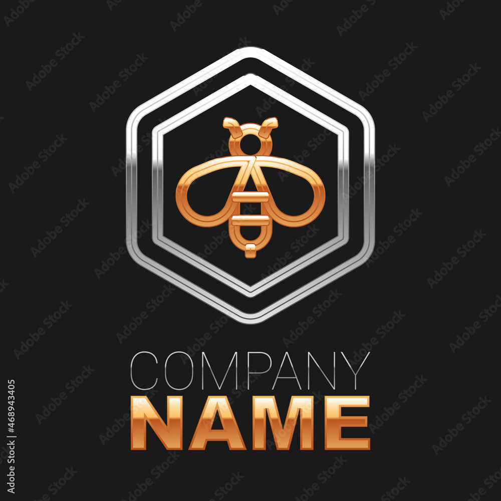 Line Bee and honeycomb icon isolated on black background. Honey cells. Honeybee or apis with wings symbol. Flying insect. Sweet natural food. Colorful outline concept. Vector Line Bee and honeycomb icon isolated on black background. Honey cells. Honeybee or apis with wings symbol. Flying insect. Sweet natural food. Colorful outline concept. Vector