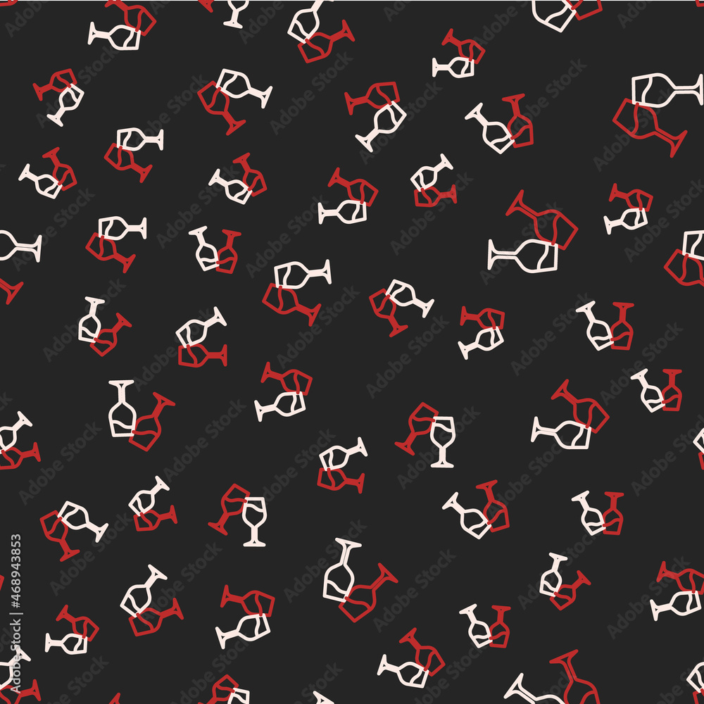 Line Wine glass icon isolated seamless pattern on black background. Wineglass sign. Vector Line Wine glass icon isolated seamless pattern on black background. Wineglass sign. Vector