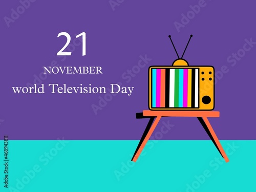 21 november, world television day concert digital 2D art with space, violet and light blue colour