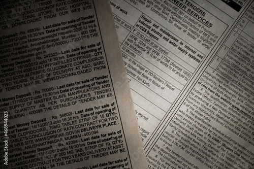 The text printed in the newspaper in a large plan.