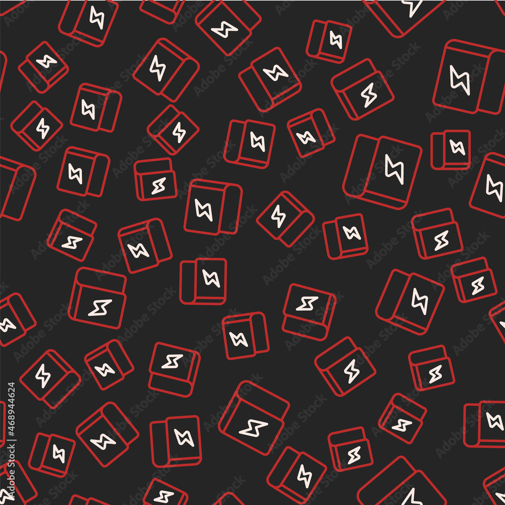 Line Book about electricity icon isolated seamless pattern on black background. Vector Line Book about electricity icon isolated seamless pattern on black background. Vector