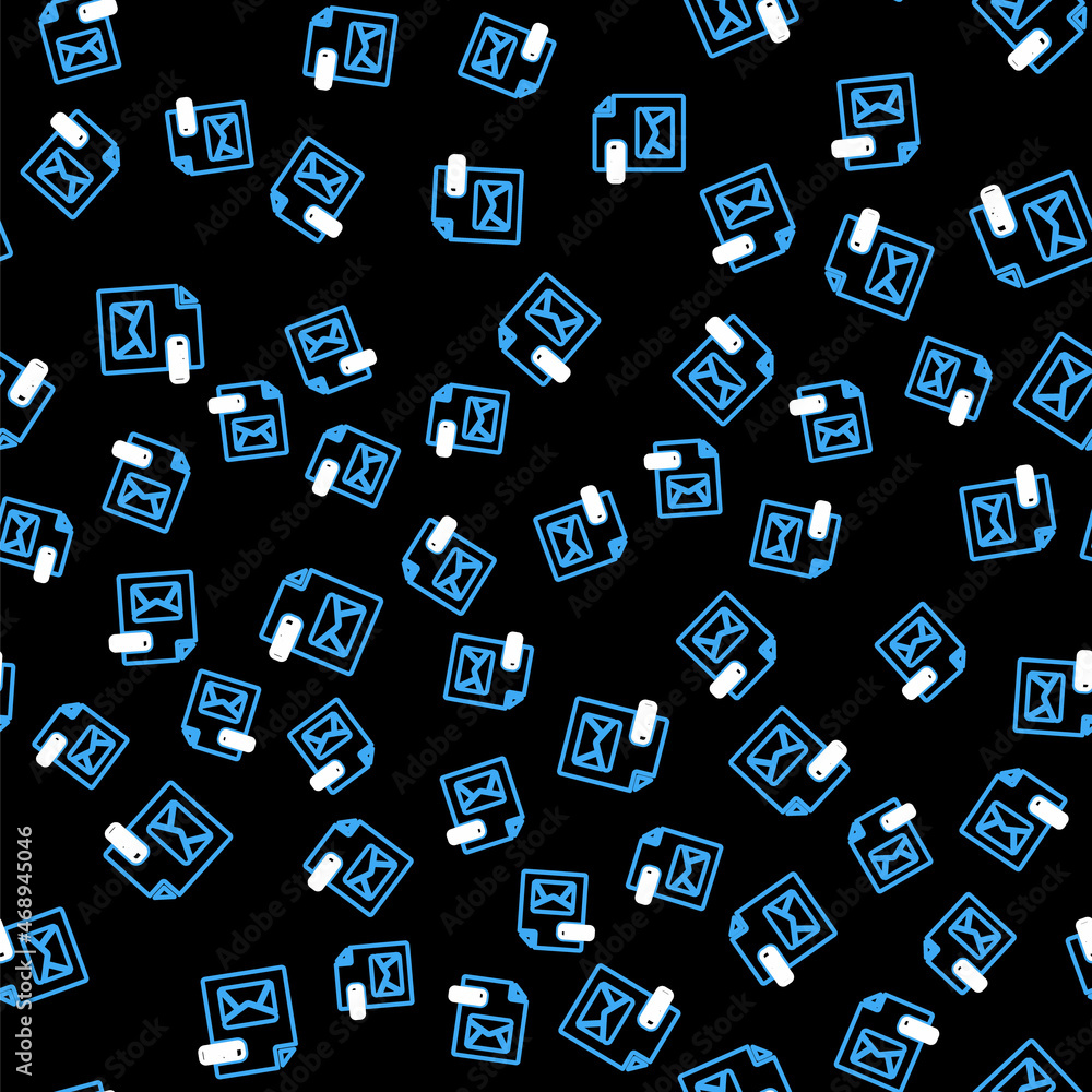 Line EML file document. Download eml button icon isolated seamless pattern on black background. EML file symbol. Vector Line EML file document. Download eml button icon isolated seamless pattern on black background. EML file symbol. Vector