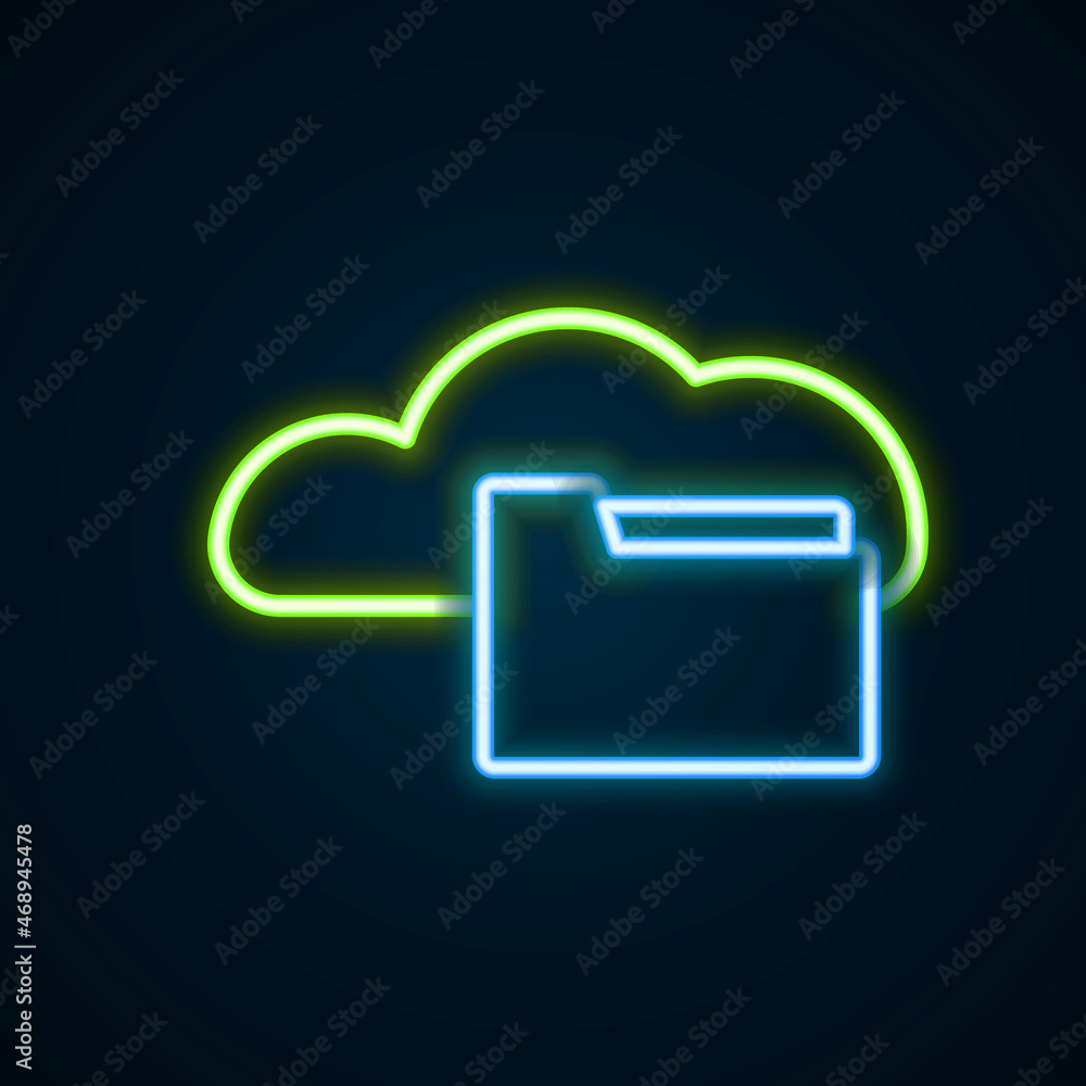 Glowing neon line Cloud or online library icon isolated on black background. Internet education or distance training. Colorful outline concept. Vector Glowing neon line Cloud or online library icon isolated on black background. Internet education or distance training. Colorful outline concept. Vector