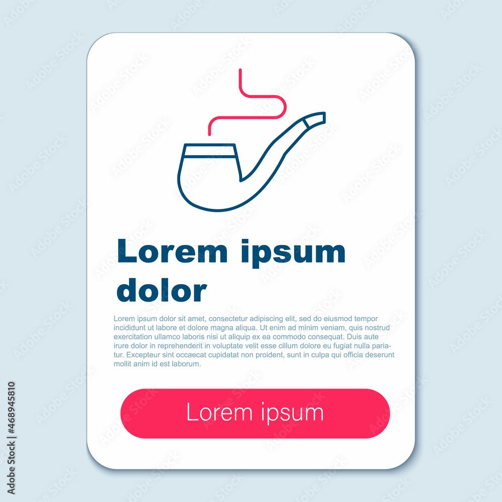 Line Smoking pipe with smoke icon isolated on grey background. Tobacco pipe. Colorful outline concept. Vector Line Smoking pipe with smoke icon isolated on grey background. Tobacco pipe. Colorful outline concept. Vector