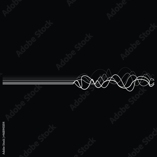 Abstract flow lines background . From order to chaos .Fluid wavy shape .Striped linear pattern . Music sound wave . Vector illustration