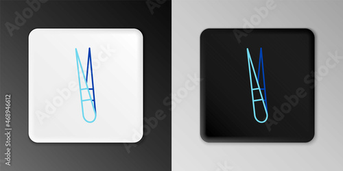 Line Eyebrow tweezers icon isolated on grey background. Cosmetic tweezers for ingrown hair. Colorful outline concept. Vector
