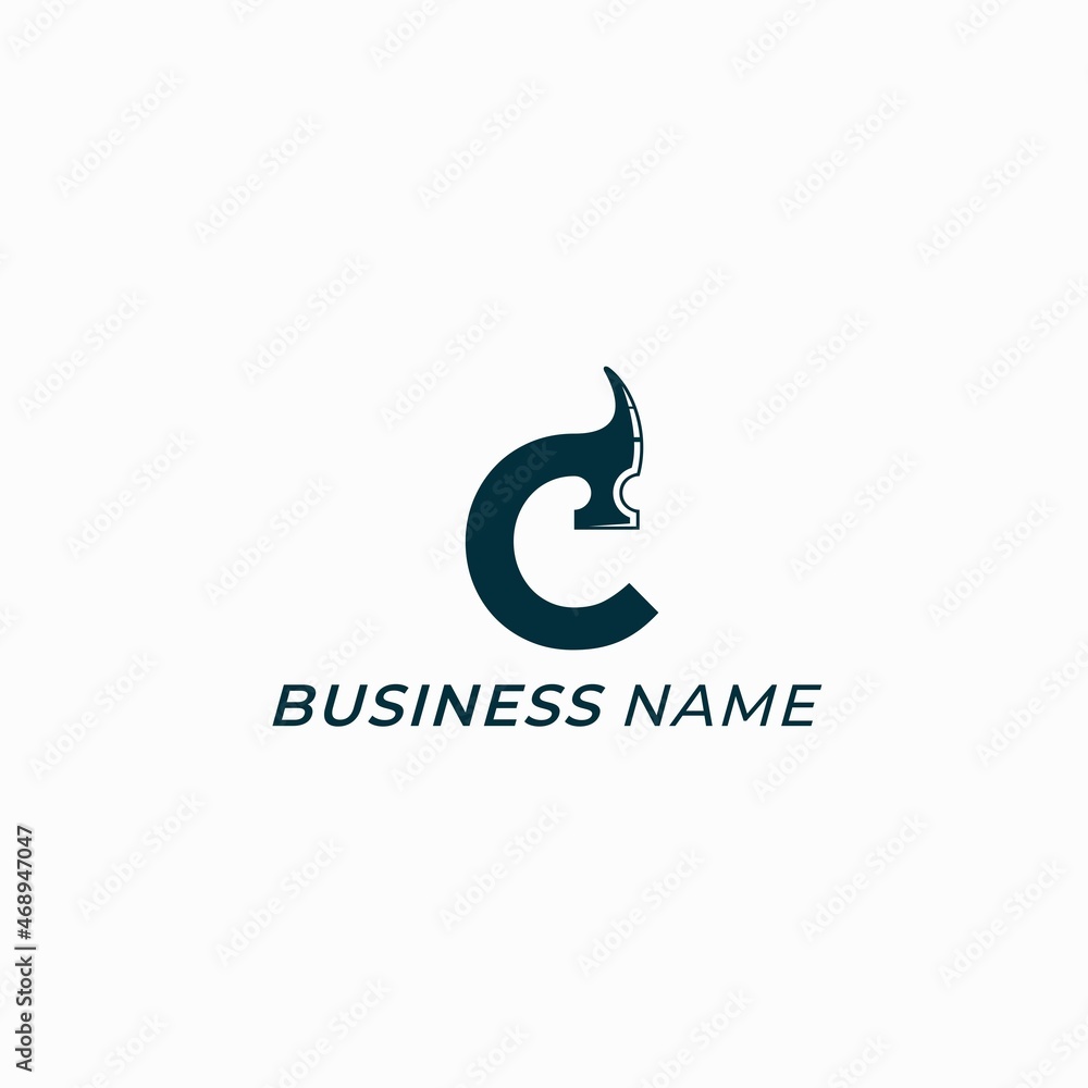 design logo creative letter C and hammer design logo creative letter C and hammer