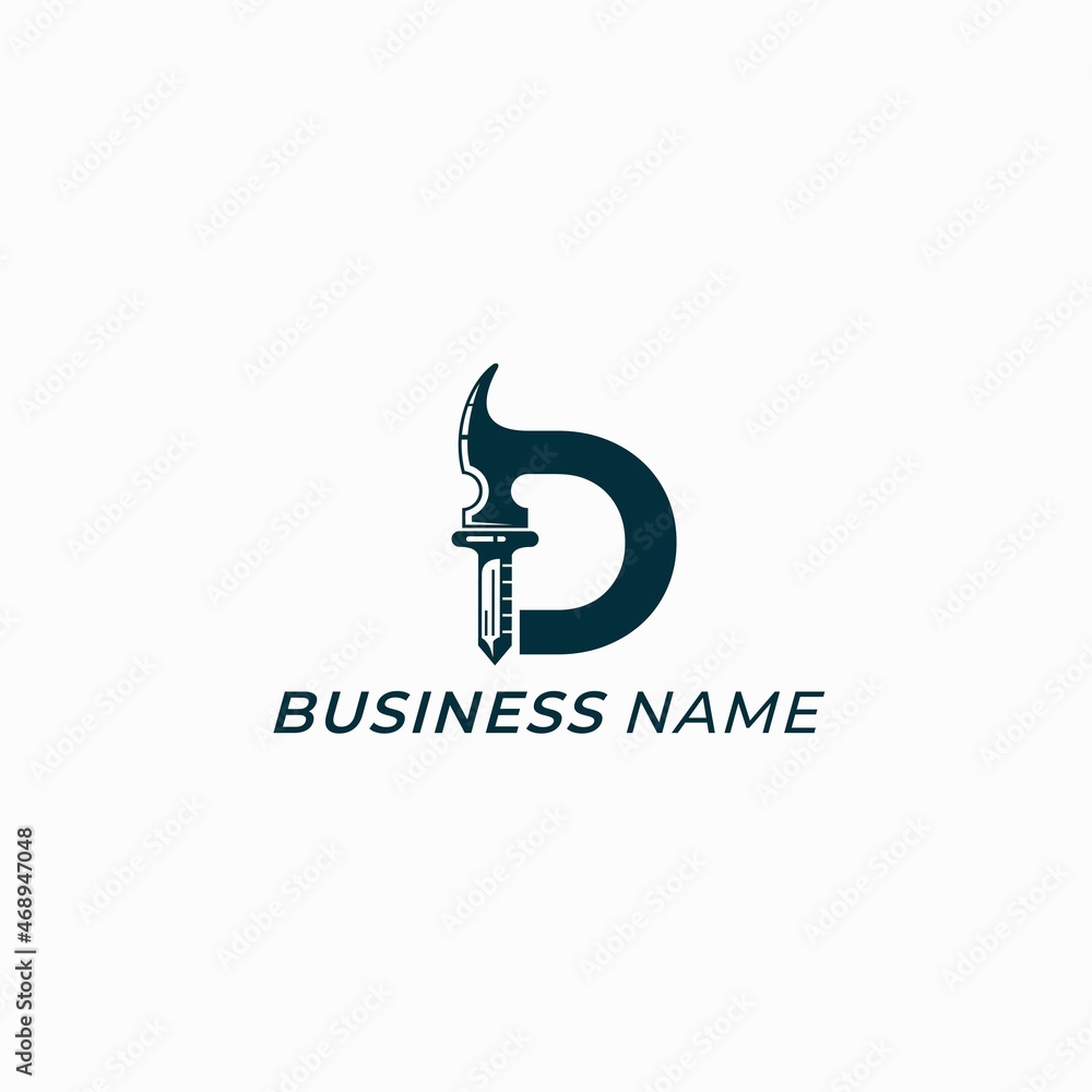 design logo creative letter D and hammer and nail design logo creative letter D and hammer and nail